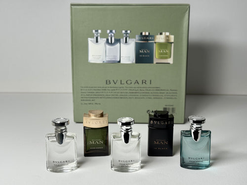 Bvlgari Pour Homme Men’s Gift Set – 4 Mini Perfumes Pour Homme, Extreme, Soir, Man In Black 5ml